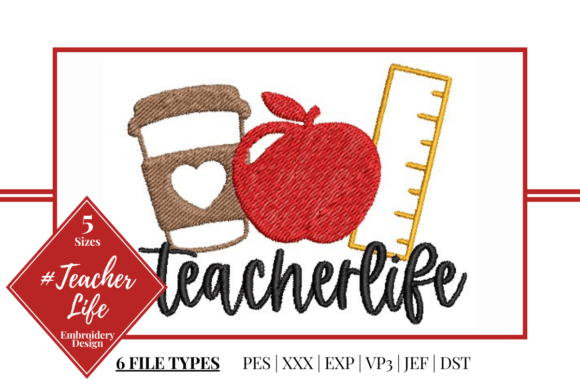 Teacher Life Embroidery Design